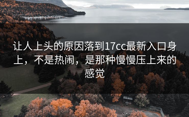 让人上头的原因落到17cc最新入口身上，不是热闹，是那种慢慢压上来的感觉
